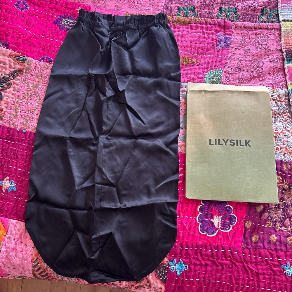 🆕 UNUSED! LILYSILK Black Silk Bonnet for Long Hair